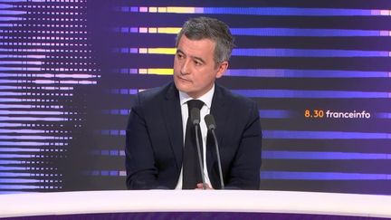 Gérald Darmanin, le ministre de l'Intérieur, était l'invité du 8h30 de franceinfo vendredi 8 décembre 2023. (FRANCE INFO / RADIOFRANCE)