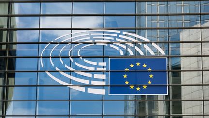 The facade of the European Parliament in Brussels (Belgium), May 20, 2023. (SANDRINE MARTY / HANS LUCAS / AFP)