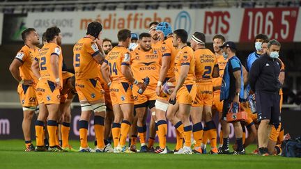 Les Montpelliérains&nbsp;(ici lors de leur huitième de finale de Challenge Cup contre Glasgow le 2 avril 2021) veulent sauver leur saison avec un trophée. (SYLVAIN THOMAS / AFP)