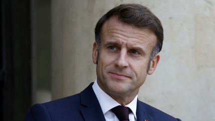 Le président de la République, Emmanuel Macron, le 21 octobre 2024. (LUDOVIC MARIN / AFP)