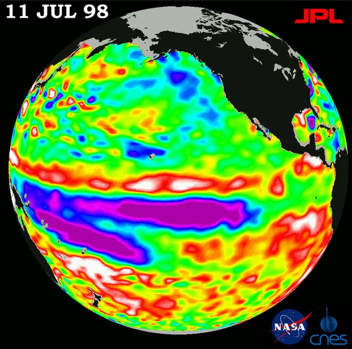 Image de la température de l'océan par le satellite Topex poséidon  (Reuters/ str news)