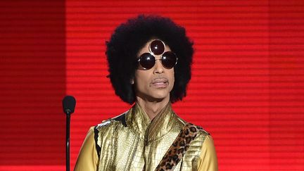Le musicien&nbsp;Prince sur la scène des American Music Awards à Los Angeles (Californie, Etats-Unis), le 22 novembre 2015. (KEVIN WINTER / GETTY IMAGES / AFP)