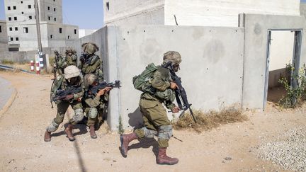 Des soldats isra&eacute;liens s'entra&icirc;nent sur le camp de&nbsp;Tz&eacute;&eacute;lim (Isra&euml;l), le 21 mai 2015. (JACK GUEZ / AFP)