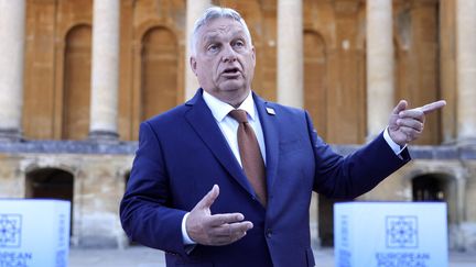 Viktor Orban, le Premier ministre hongrois, en Grande-Bretagne le 18 juillet 2024 pour la réunion de la Communauté politique européenne. (NEIL HALL / MAXPPP)