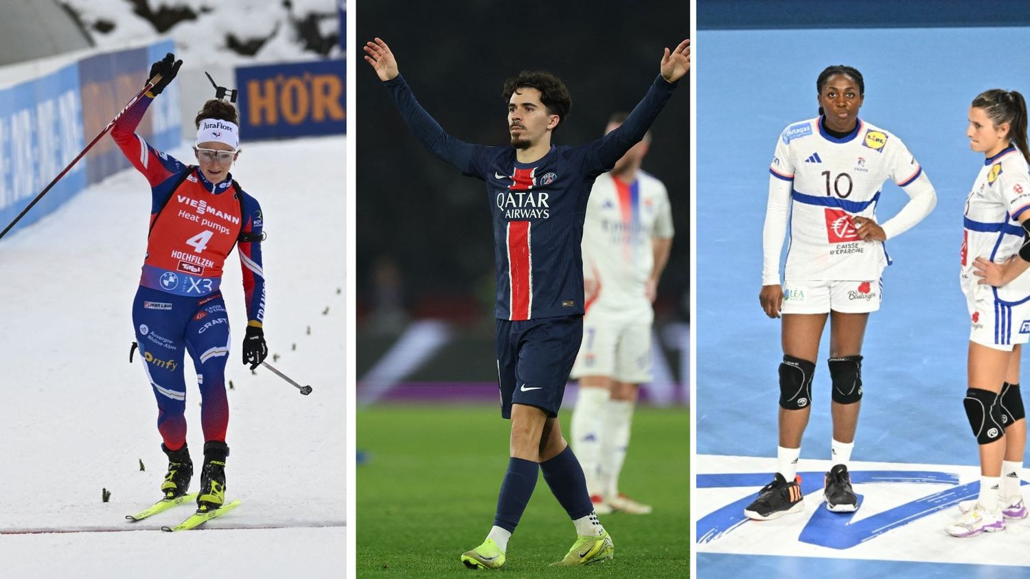 Week-end sportif : le PSG leader, le biathlon français en forme, déception pour les Bleues