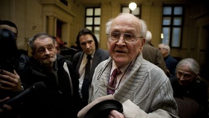 Robert Faurisson, le 20 février 2014, dans le Palais de justice de Paris. (JAOUED IDAMMOU / MAXPPP)