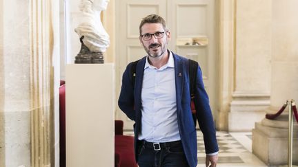 Matthieu Orphelin, le 11 juin 2019 dans la salle des 4 colonnes à l'Assemblée nationale. (VINCENT ISORE / MAXPPP)