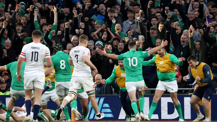 Ireland quickly regained the score against England on Saturday March 18, during the fifth and final day of the 6 Nations Tournament.  (DONALL FARMER / MAXPPP)