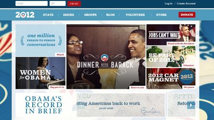 Capture d'&eacute;cran de la nouvelle version du site de campagne de Barack Obama, sortie vendredi 18 novembre 2011. (Capture d'&eacute;cran / DR)