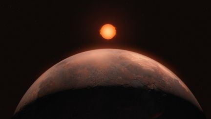 Vue d'artiste représentant l'exoplanète Barnard b, diffusée par l'Observatoire européen austral, le 1er octobre 2024. (EUROPEAN SOUTHERN OBSERVATORY / AFP)