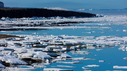 La baie de Baffin, près de Pituffik, au Groenland, le 18 juillet 2022.&nbsp; (KEREM YUCEL / AFP)