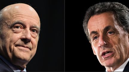 Montage des deux favoris à la primaire à droite, Alain Juppé et Nicolas Sarkozy, réalisé le 21 septembre 2016. (NICOLAS TUCAT / AFP)