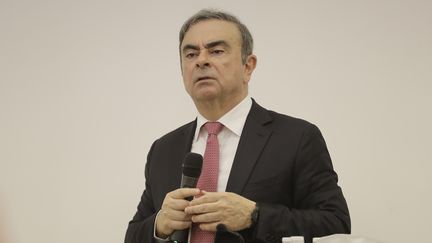 L'ancien dirigeant de l'alliance Renault-Nissan, Carlos Ghosn, lors d'une conférence de presse à Beyrouth (Liban), le 8 janvier 2020.&nbsp; (JOSEPH EID / AFP)