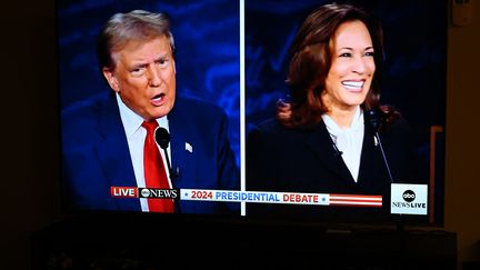 Donald Trump et Kamala Harris, le 10 septembre 2024, au cours d'un débat télévisé. (TAYFUN COSKUN / ANADOLU via AFP)