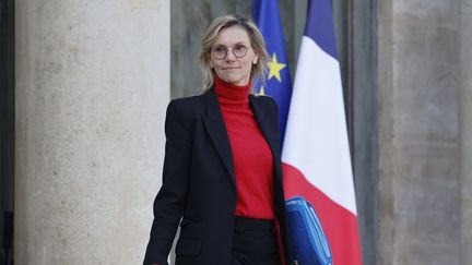 La ministre de la Transition énergétique Agnès Pannier-Runacher, le 15 novembre 2023 à l'Elysée, à Paris. (LUDOVIC MARIN / AFP)