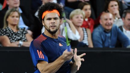 Jo-Wilfried Tsonga, à&nbsp;Marseille (Bouches-du-Rhône), le 26 février 2017. (FRANCK PENNANT / AFP)