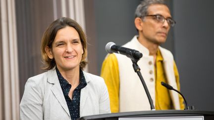 La prix Nobel d'économie, Esther Duflo, à Cambridge (Etats-Unis), le 14 octobre. (SCOTT EISEN / GETTY IMAGES NORTH AMERICA)