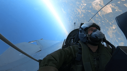 Franck Cognard à bord d'un Rafale, en entrainement du défilé aérien du 14 juillet 2018. (Armée de l'Air)