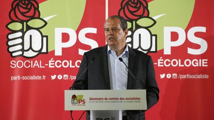 Le premier secrétaire du PS, Jean-Christophe Cambadelis, le 28 août 2016 au congrès du parti à Paris. (MATTHIEU ALEXANDRE / AFP)