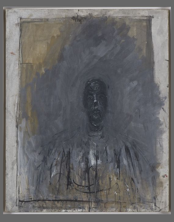 "T&ecirc;te noire", vers 1957-1959. Huile sur toile, 81,4 x 65 cm. Collection Fondation Giacometti. (SUCCESSION GIACOMETTI (FONDATION GIACOMETTI, PARIS ET ADAGP, PARIS))