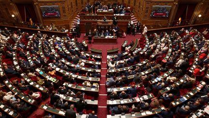 Les sénateurs français participent à l'élection du nouveau président au Sénat français, à Paris, le 2 octobre 2023. (THOMAS SAMSON / AFP)