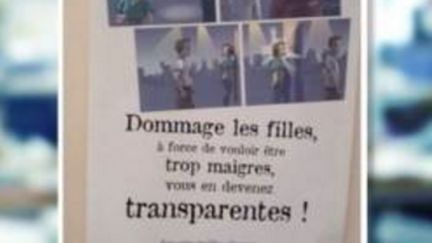 Ces derniers jours, une affiche sur les troubles alimentaires chez les jeunes filles fait polémique sur les réseaux sociaux. Elle est jugée sexiste. (France 3)