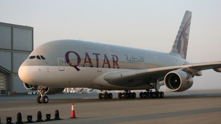 A380 de chez Qatar Airways à l'aéroport de Doha le 18 septembre 2014. (FAISAL AL-TAMIMI / AFP)