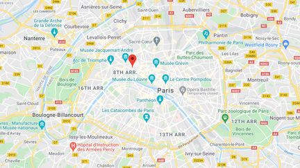 Paris, 8e arrondissement. (CAPTURE ECRAN GOOGLE MAPS)
