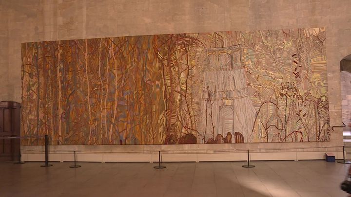 Fragment de la broderie "Une chambre à soie" d'Eva Jospin exposée au Palais des Papes d'Avignon (France 3 PACA)