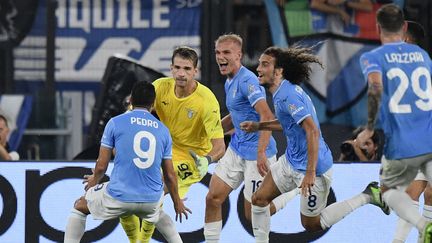 Ivan Provedel a égalisé en toute fin de match pour la Lazio Rome lors du match de Ligue des champions contre l'Atlético de Madrid au Stadio Olimpico, le 19 septembre 2023. (FILIPPO MONTEFORTE / AFP)