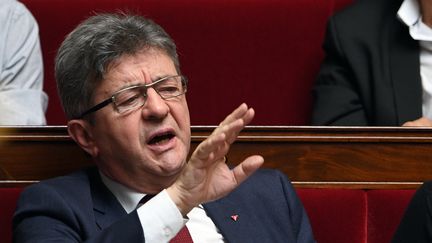 Jean-Luc Mélenchon, sur les bancs de l'Assemblée nationale, le 16 mai 2018. (ERIC FEFERBERG / AFP)