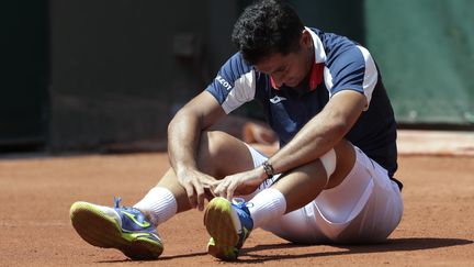 Nicolas Almagro, blessé, a été contraint à l'abandon.  (THOMAS SAMSON / AFP)