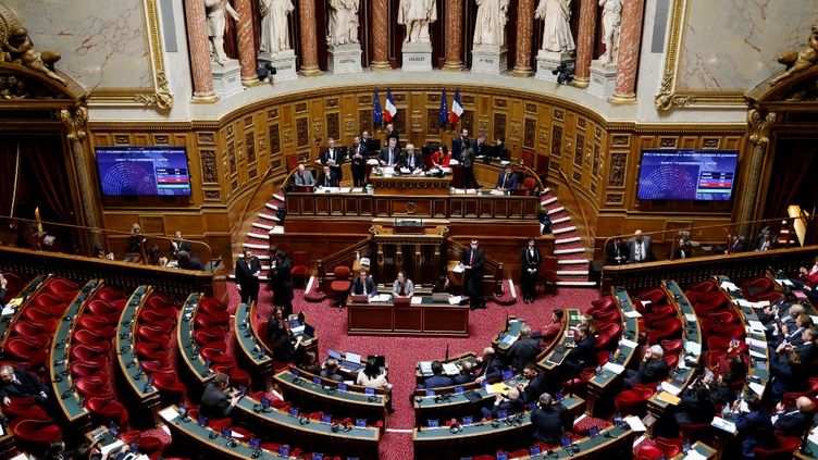 Le Sénat, à Paris, le 1er février 2023. (LUDOVIC MARIN / AFP)