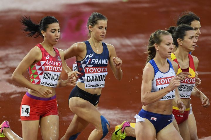 La Française Maeva Danois&nbsp;participe au 3 000 m steeple lors des Mondiaux d'athlétisme de Londres, le 9 août 2017. (JULIEN CROSNIER / DPPI MEDIA / AFP)