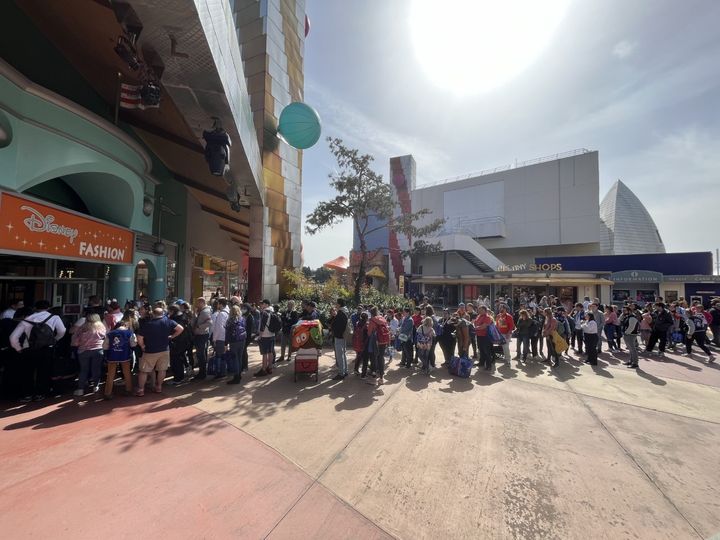 Dans le Parc ou à Disney Village, les files d'attente s'étiraient sur plusieurs dizaines de mètres pour obtenir un souvenir de collection estampillé "12 avril". (Anthony Jammot)