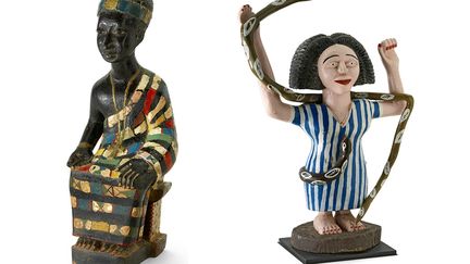 Traditionnel ou moderne, le vêtement est la principale source d’expression visuelle des individus, il est un marqueur social important. Il représente aussi un champ essentiel de la créativité, la plupart des statuettes étant habillées. Mais le tissu a peu à peu disparu, car il était abîmé ou simplement parce que les amateurs d’art souhaitaient admirer la forme de la sculpture en elle-même.&nbsp; &nbsp; &nbsp; &nbsp; (COLLECTION DENISE ET MICHEL MEYNET PHOTOGRAPHIE PIERRE VERRIER)