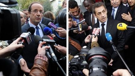 L'Institut de l'entreprise juge optimistes les chiffrages des programmes de Sarkozy et de Hollande. (THOMAS SAMSON / AFP)