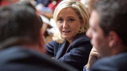 La présidente du Rassemblement national, Marine Le Pen, lors d'une séance de questions au gouvernement à l'Assemblée nationale (Paris), le 22 octobre 2019. (ERIC FEFERBERG / AFP)