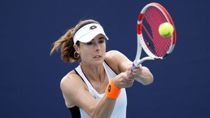 Alizé Cornet lors du match face à&nbsp;Alison Riske, le 24 mars 2022, à Miami.&nbsp; (MARK BROWN / GETTY IMAGES NORTH AMERICA)