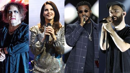 Robert Smith de The Cure, Lana Del Rey, Damso, Woodkid et Bruce Springsteen comptent parmi les artistes dont les albums sont&nbsp;les plus attendus en 2020. (AMY HARRIS/SIPA - ETHAN MILLER/GETTY/AFP - THOMAS SAMSON/AFP - SEBASTIAN GABSCH / AFP - KEVIN MAZUR/GETTY/AFP)