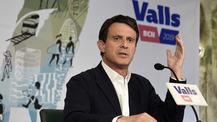 L'ancien Premier ministre Manuel Valls, qui a été candidat à la mairie de Barcelone (Espagne), donne une conférence de presse à Barcelone, le 29 mai 2019.&nbsp; (JOSEP LAGO / AFP)