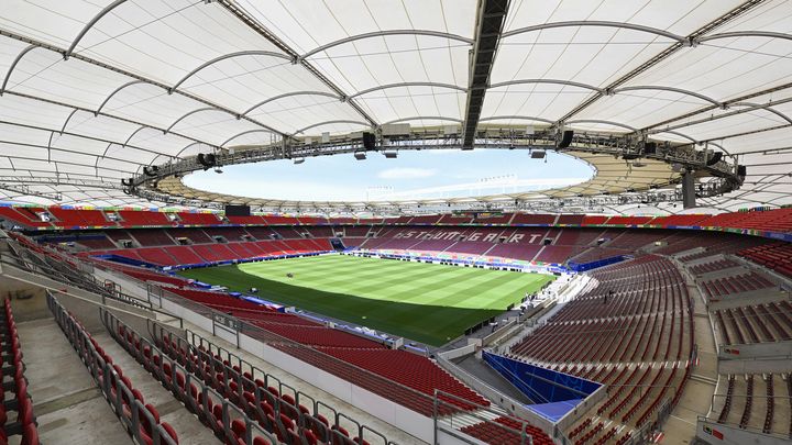 La MHPArena de Stuttgart, photographiée le 10 juin 2024. (THOMAS KIENZLE / AFP)