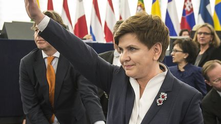  (Beata Szydlo, première ministre polonaise, devant le Parlement européen © Maxppp)