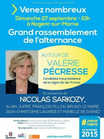 La version finale du carton d'invitation au meeting de Val&eacute;rie P&eacute;cresse, candidate des R&eacute;publicains aux r&eacute;gionales en Ile-de-France. (V. PECRESSE / LES REPUBLICAINS)