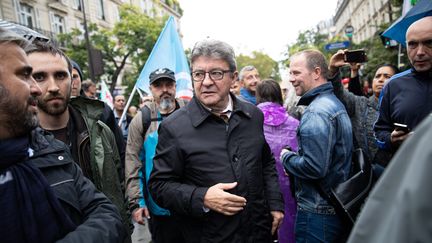 Jean-Luc Mélenchon, lors de la manifestation contre la réforme des retraites, le 24 septembre 2019 à Paris. (CHRISTOPHE MORIN / MAXPPP)