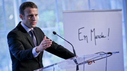 Emmanuel Macron lors de la présentation des déléguées En Marche en octobre 2016.&nbsp; (THOMAS PADILLA / MAXPPP)