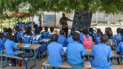 Une classe sous un arbre à Moho, un village de la province du nord du Cameroun en septembre 2016. (Reinnier Kaze / AFP)