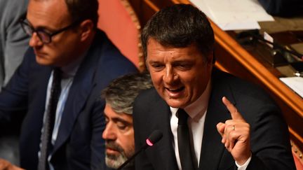 Matteo Renzi, ancien Premier ministre italien, lors d'un discours au Sénat, à Rome, le 20 août 2019.&nbsp; (ANDREAS SOLARO / AFP)