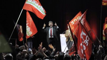 Jean-Luc Mélenchon en meeting à Besançon (JEFF PACHOUD / AFP)