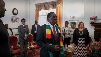 Le président sortant du Zimbabwe, Emmerson Mnangagwa, 80 ans, est surnommé "le Crocodile" pour son caractère impitoyable. (JEKESAI NJIKIZANA / AFP)